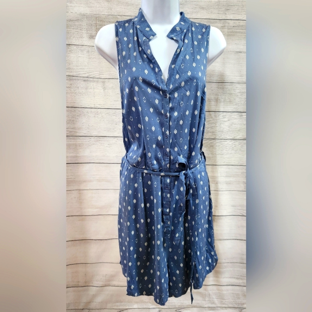 Blue white diamond pattern romper, torrid 0